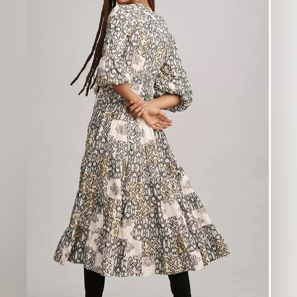 Anthropologie V-Neck Textured Midi dress size Medium - Picture 6 of 8